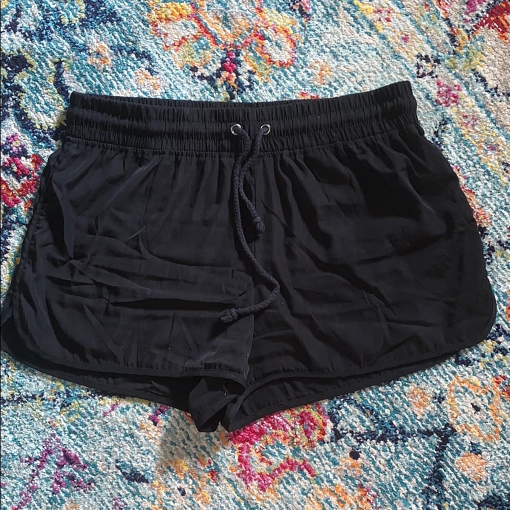 Black drawstring shorts